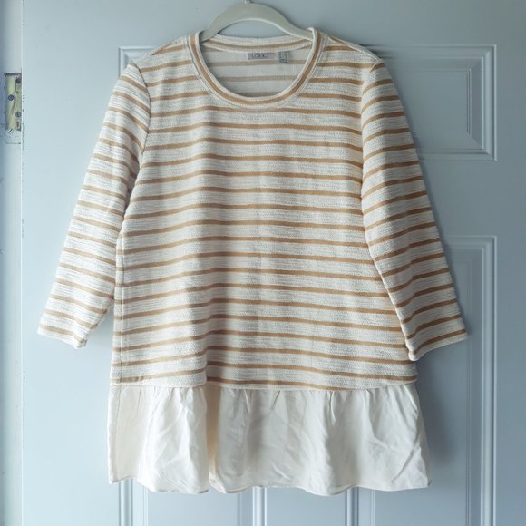 LOGO Lori Goldstein Textured Stripes Tunic Sz XS
